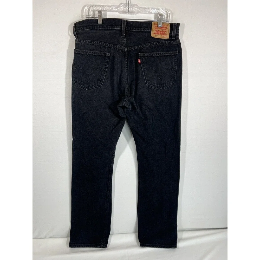 Levis 505 Mens Jeans 36x34 Black Regular Fit Red Tab‎ Denim